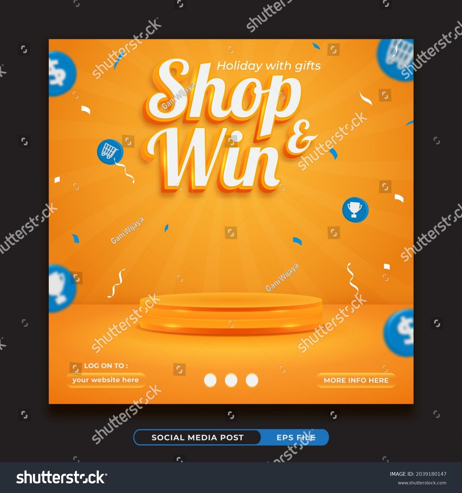 Shop and win, invitation contest social media banner template #2039180147