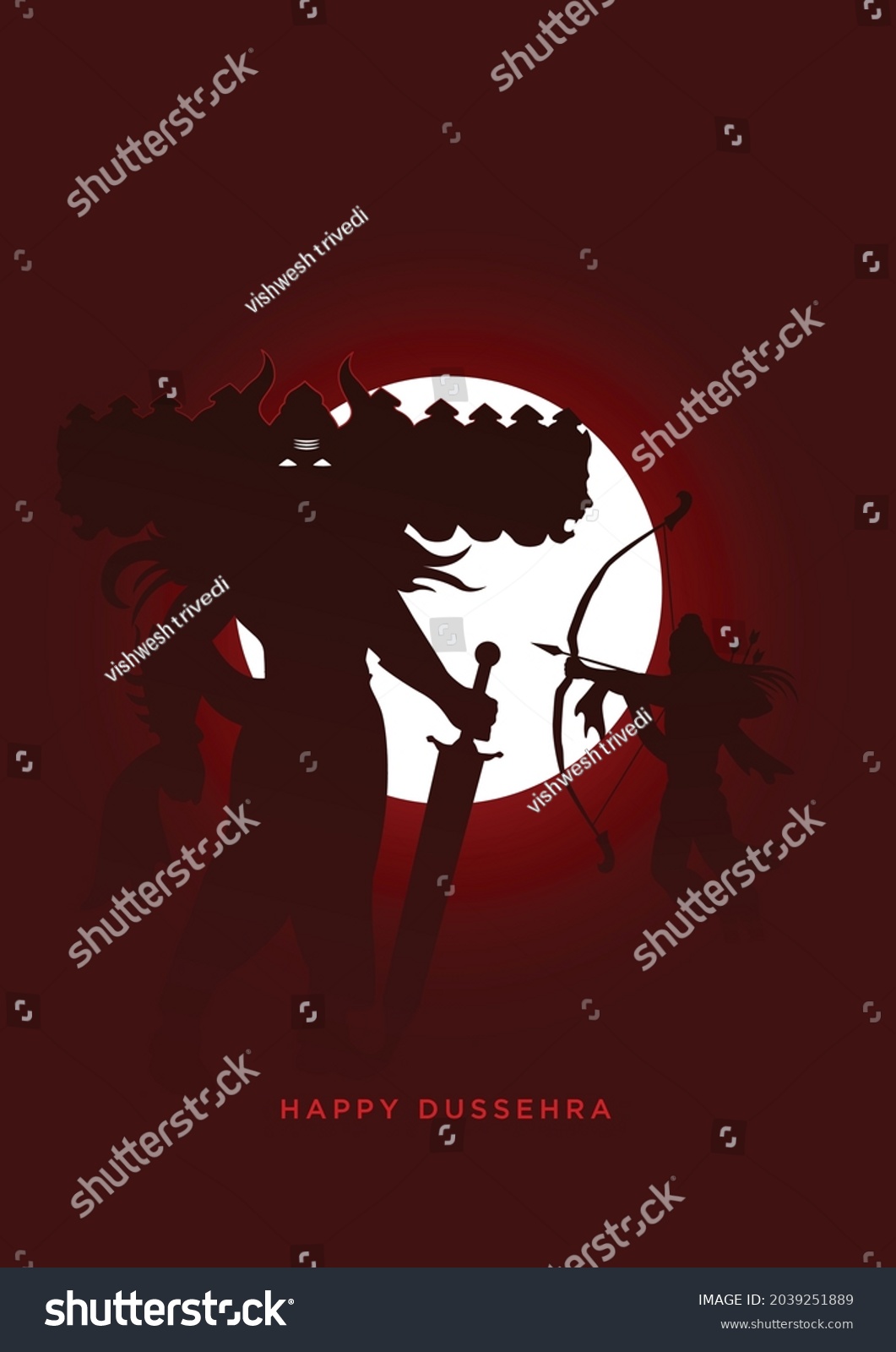 Happy Dussehra Minimal Poster, Ravan Minimal Poster, Ram killing Ravan Dusshera minimal poster- Vector #2039251889