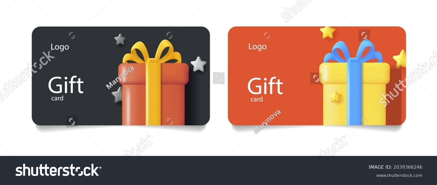 Loyalty program, customer gift reward bonus card with illustration of 3d render style, clean modern template, isolated #2039366246