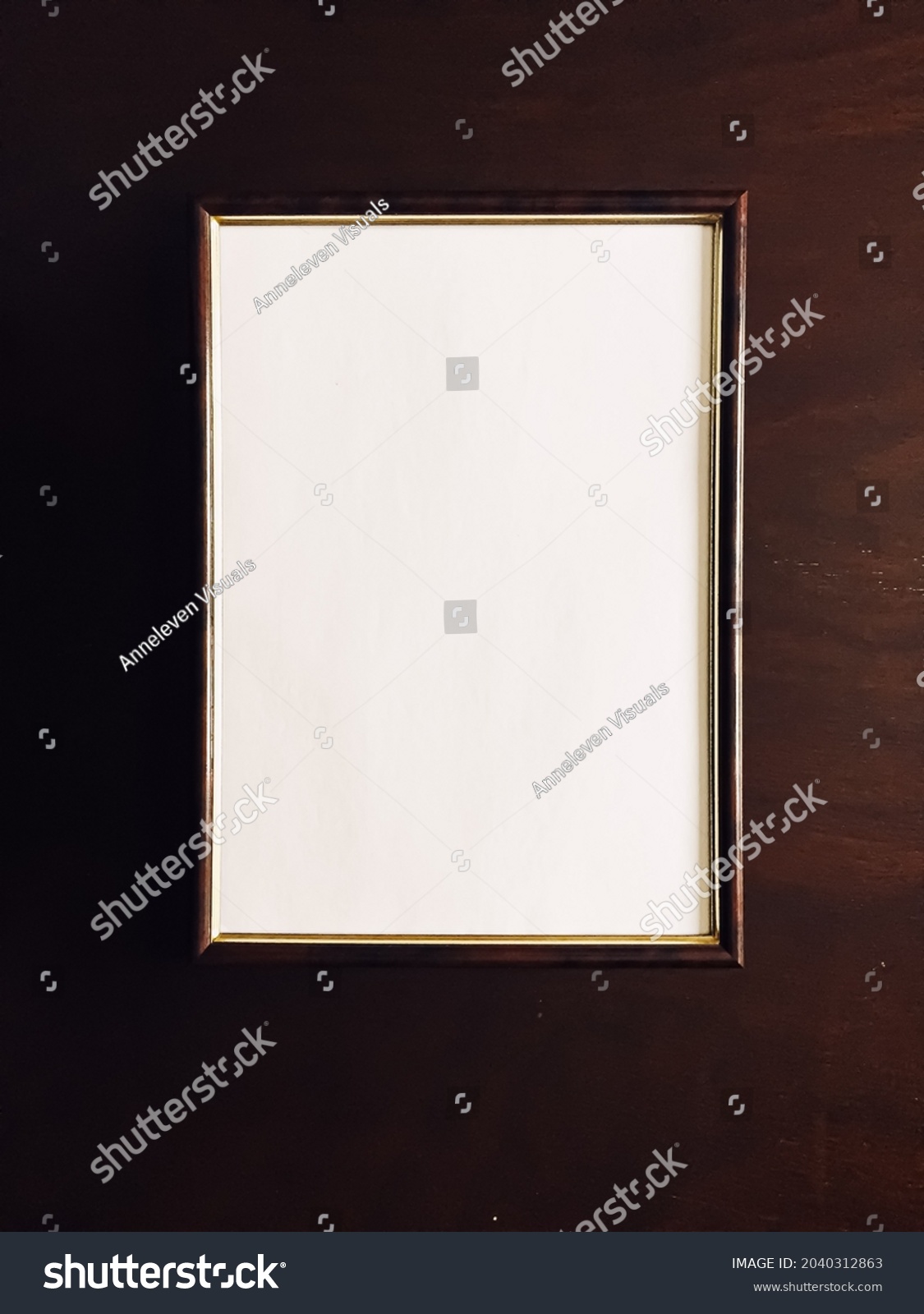 Blank picture frame on wooden background, luxury home decor and interior design, poster print and printable art mockup. #2040312863