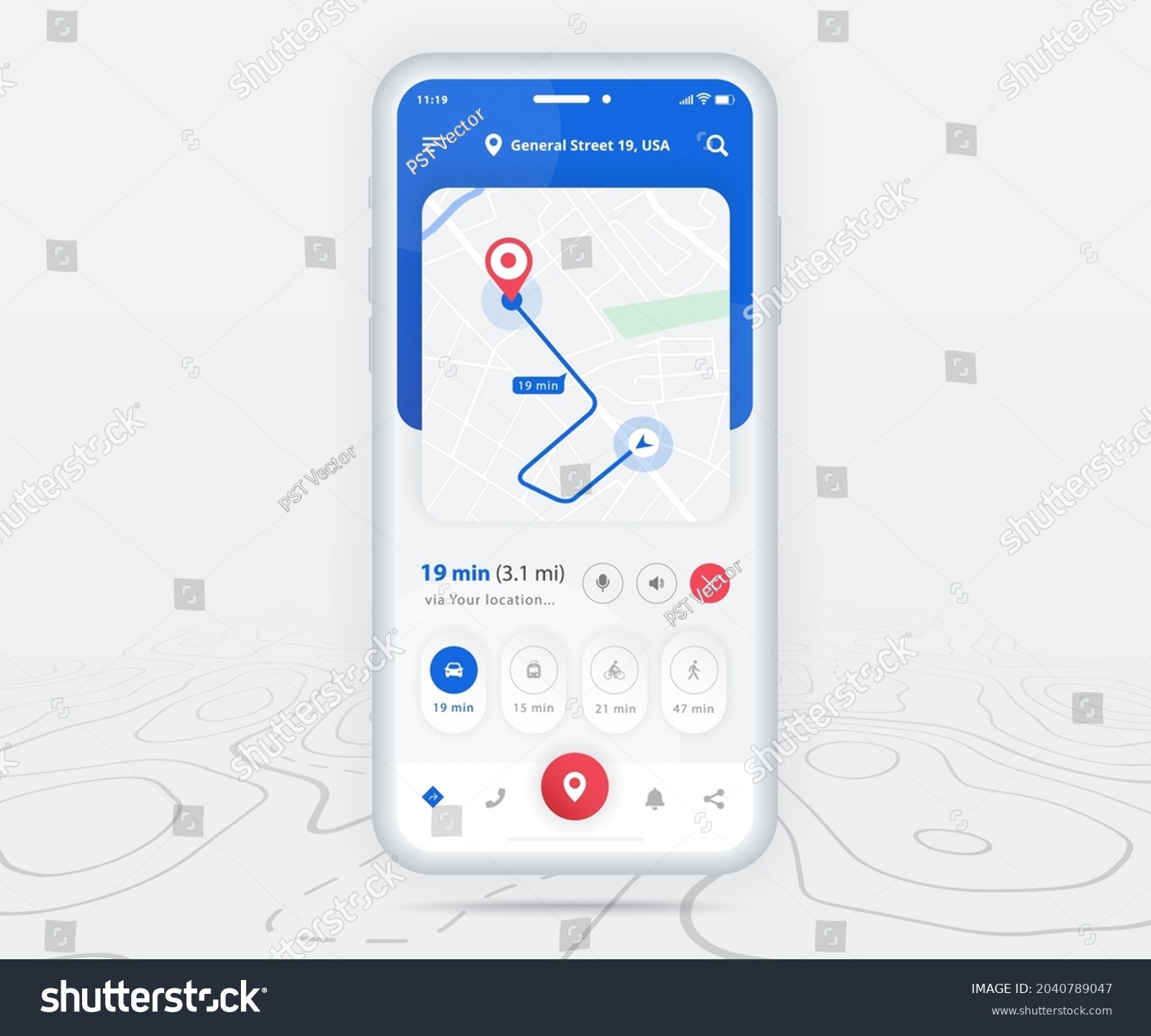 Map GPS Navigation App Ux Ui Concept, Mobile Map - Royalty Free Stock ...