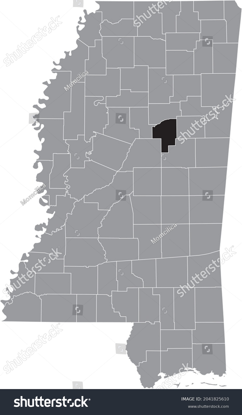 Black highlighted location map of the Choctaw - Royalty Free Stock ...