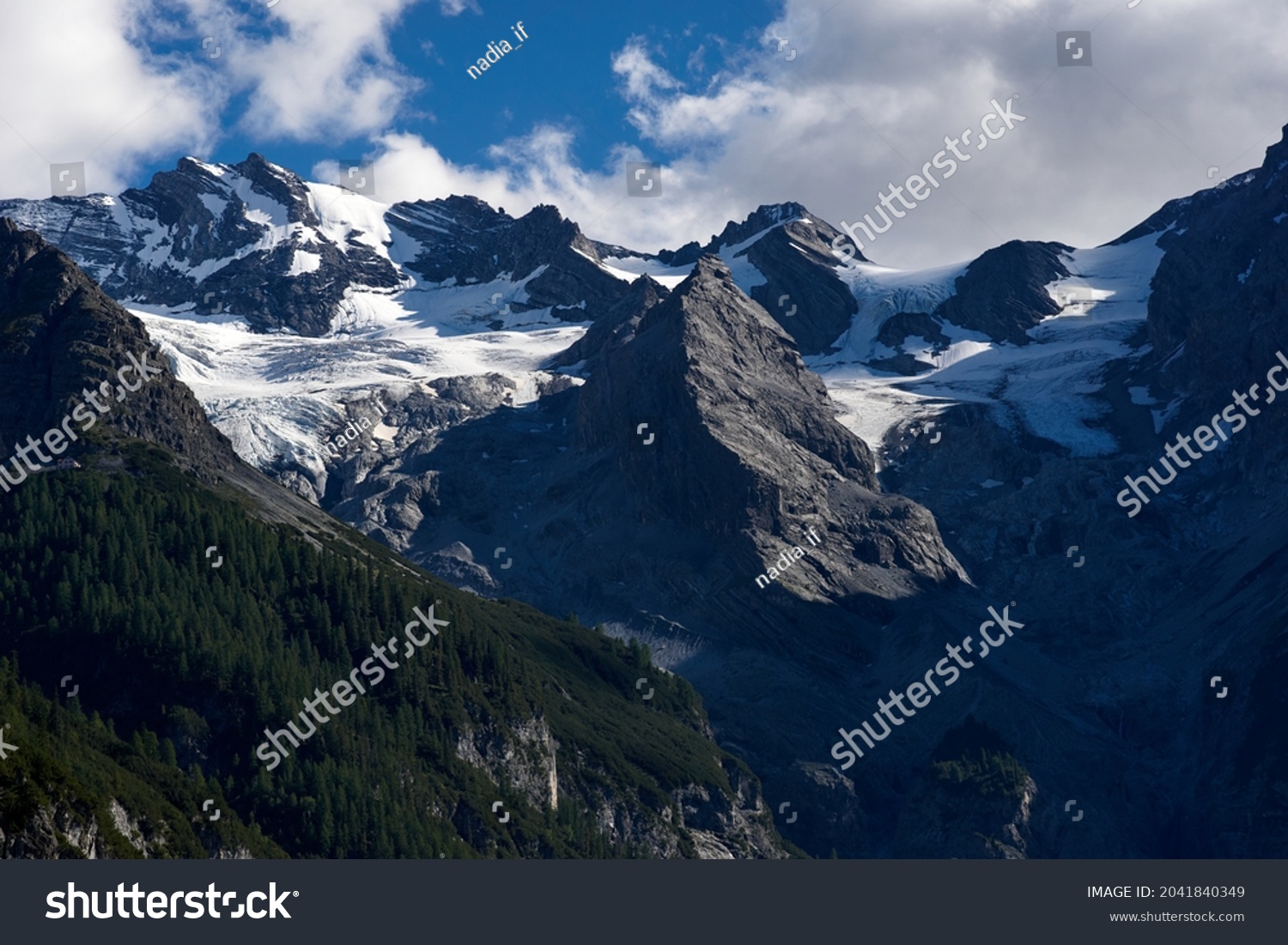 Panorama of a colored mountain landscape in South Tyrol, Italy with the snow covered mountains. High quality photo #2041840349