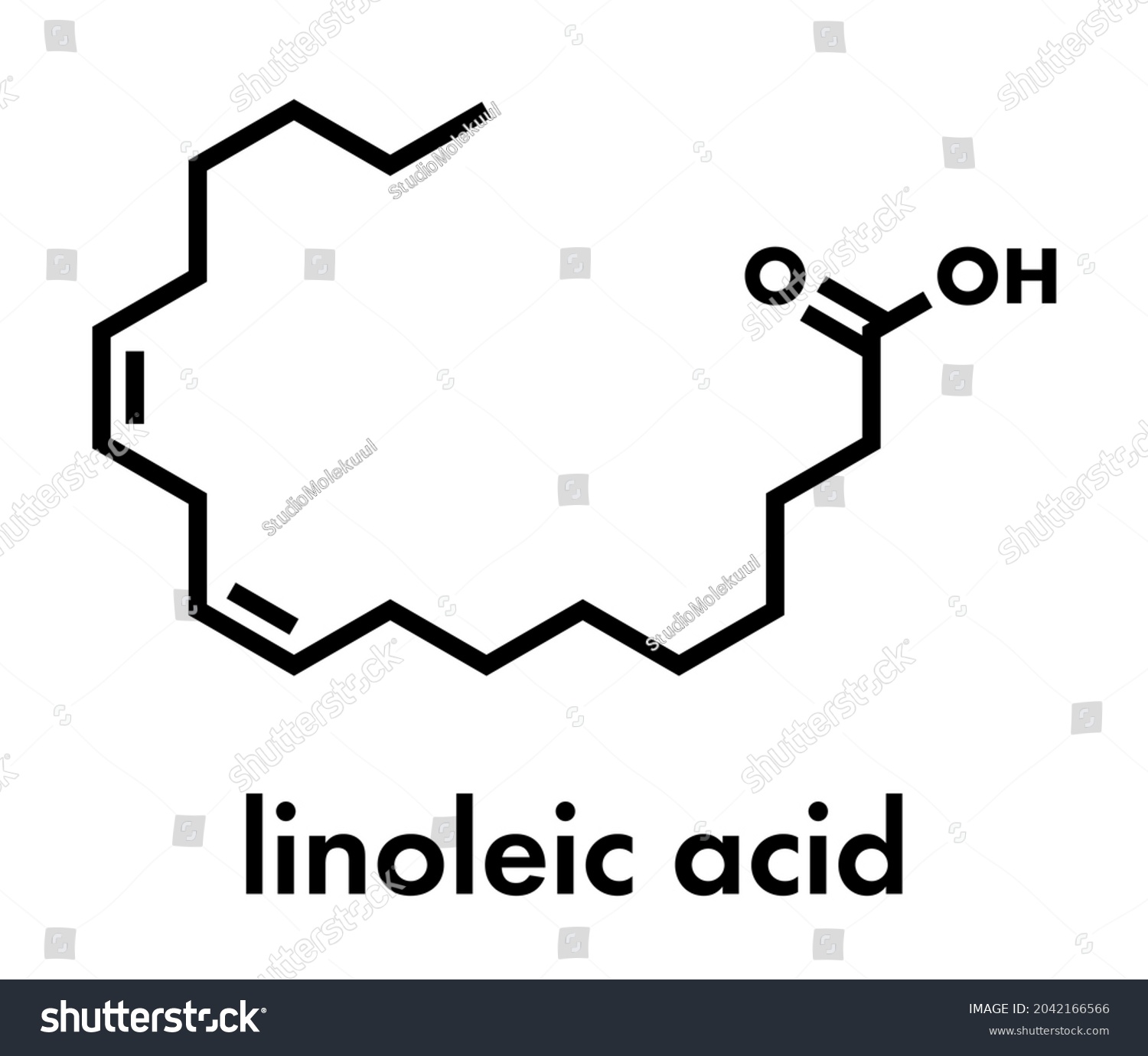 Linoleic acid (LA) molecule. Omega-6 - Royalty Free Stock Vector ...