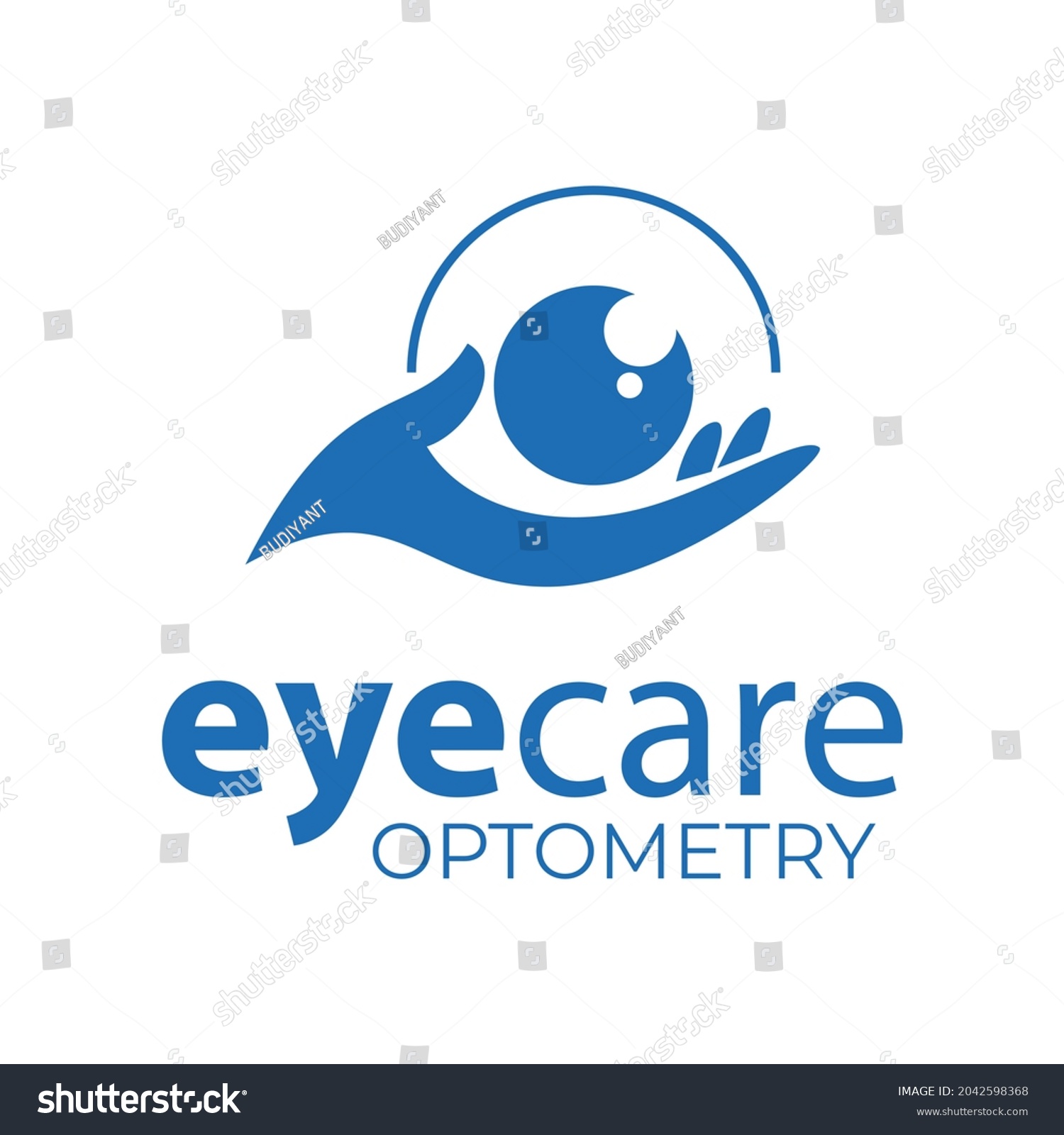 eyecare optometry logo, hand bring eyeball - Royalty Free Stock Vector ...