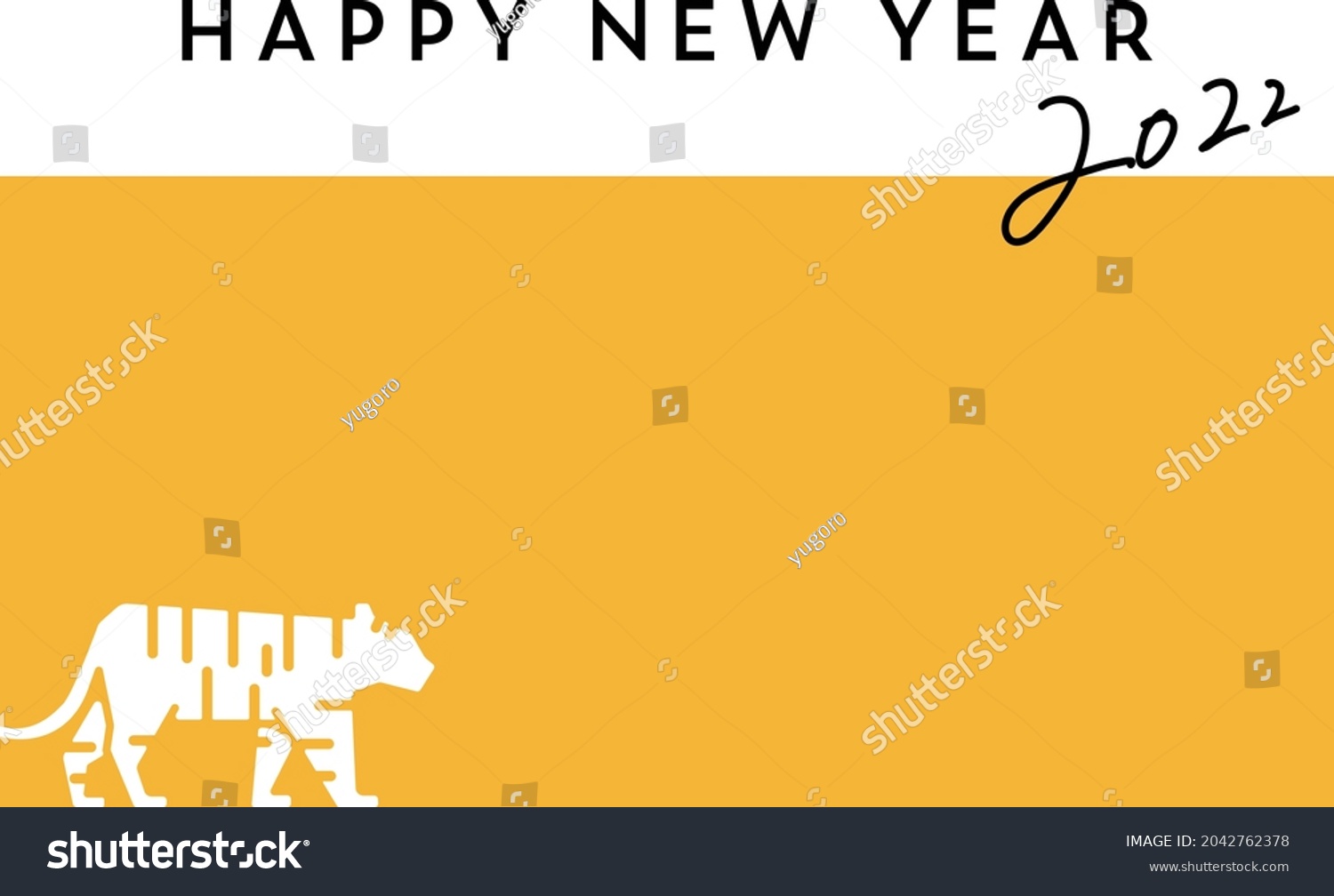 New Year's card template for 2022, the year of the tiger, the Japanese zodiac sign.
This illustration has elements of simple, stylish, Japan, silhouette, animal, wild, yellow etc. #2042762378