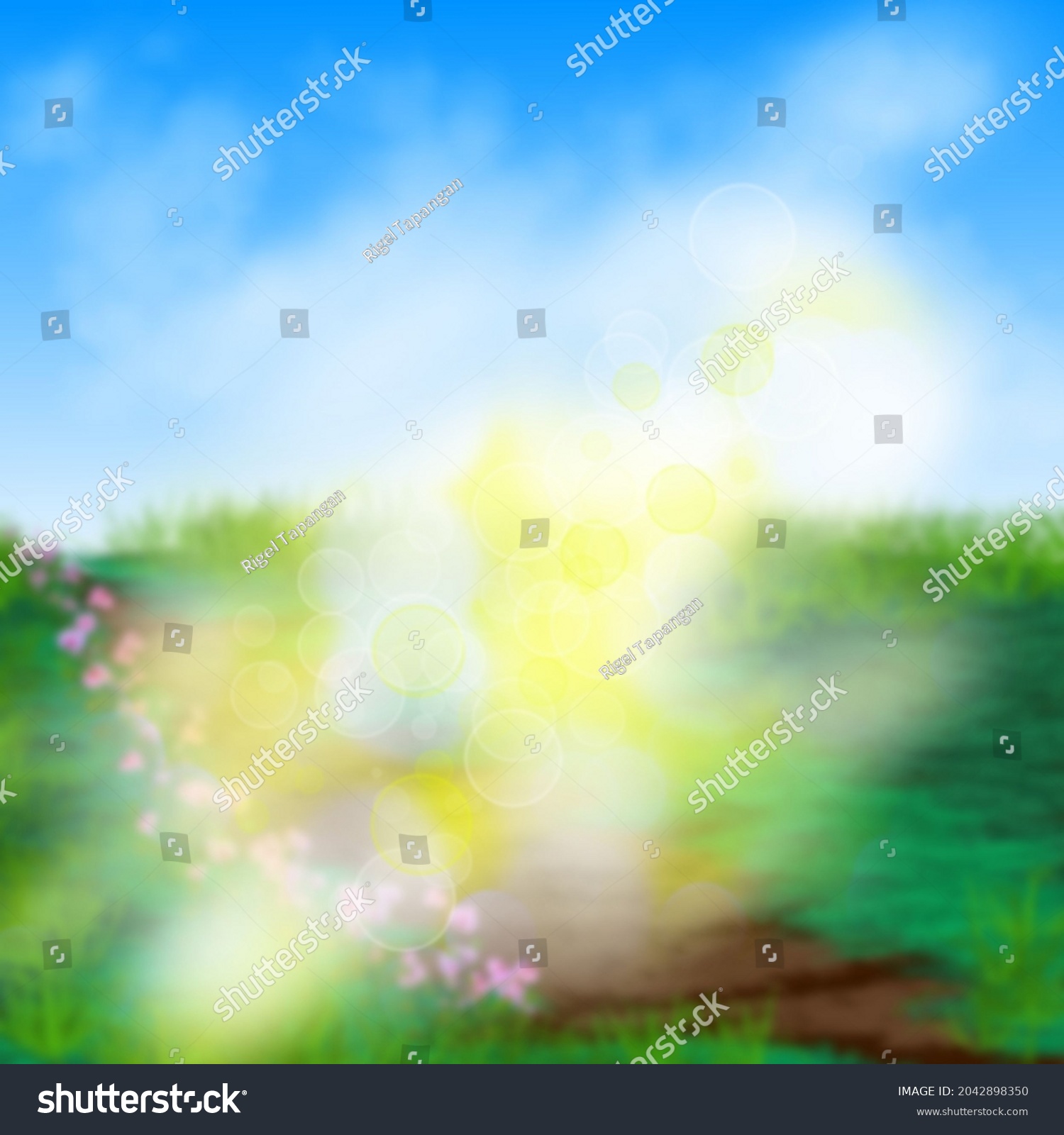 Abstract blurred nature background with bokeh or defocused for creative designs. Green leaves bokeh out of focus background from forest. Nature spring and natural light in blur style with copy space. #2042898350