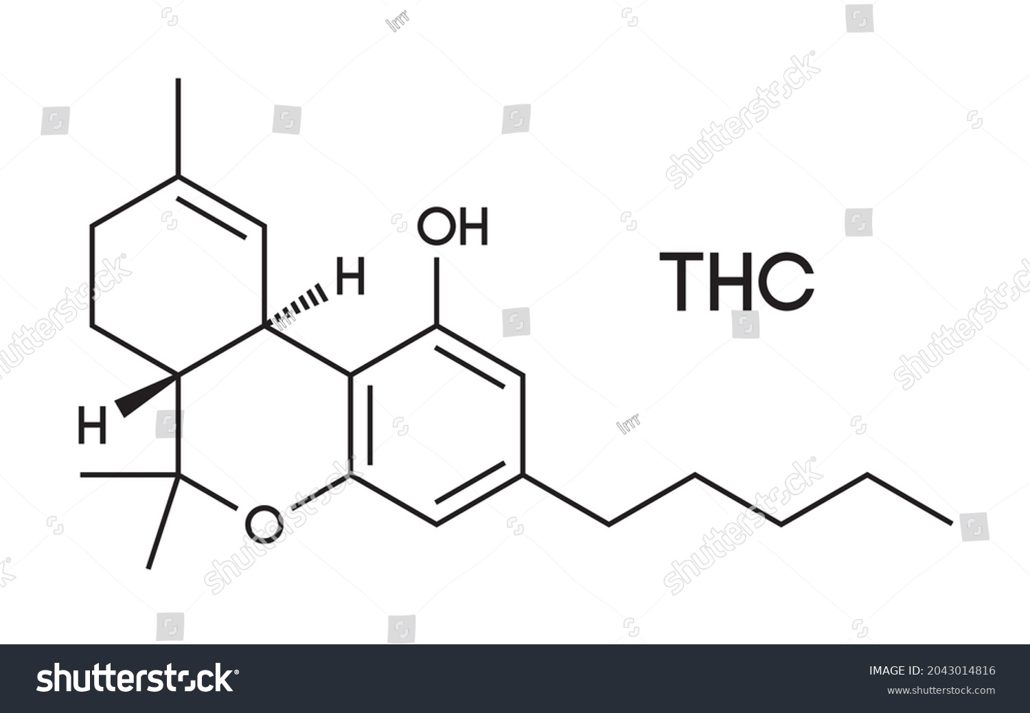 Chemical Structure Of Tetrahydrocannabinol (THC) - Royalty Free Stock ...