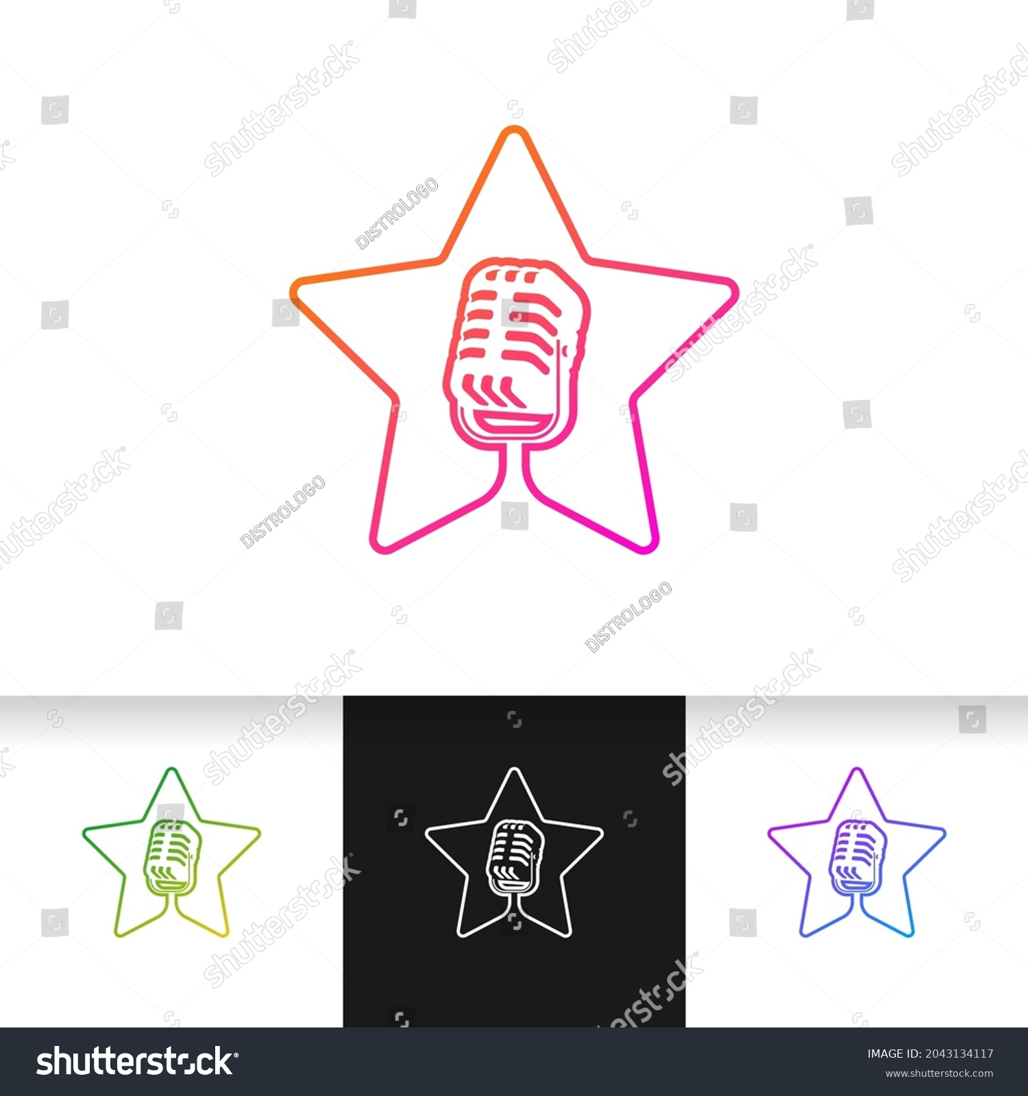 Singer star logo template. Microphone silhouette - Royalty Free Stock ...