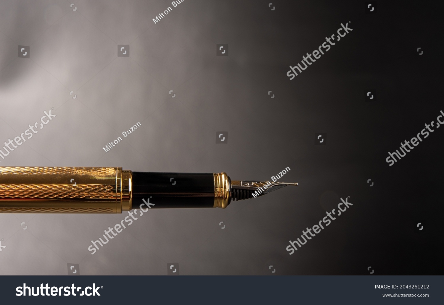 Fountain pen, beautiful details of a beautiful fountain pen, dark gradient background, selective focus. #2043261212