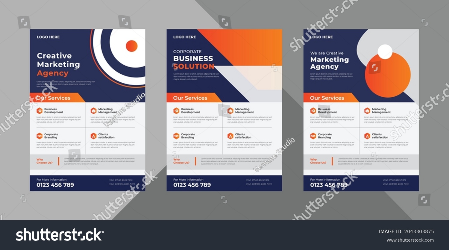 flyer design bundle, cover layout, brochure, annual report poster. business flyer brochure template bundle. 3 in 1, a4 template, print-ready #2043303875