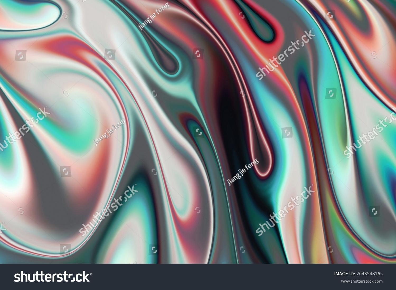 3d rendering Curve Dynamic Fluid Liquid Wallpaper. Light Pastel Cold Color Colorful Swirl Gradient Mesh. Bright Pink Vivid Vibrant Smooth Surface. Blurred Water Multicolor Neon Sky Gradient Background #2043548165