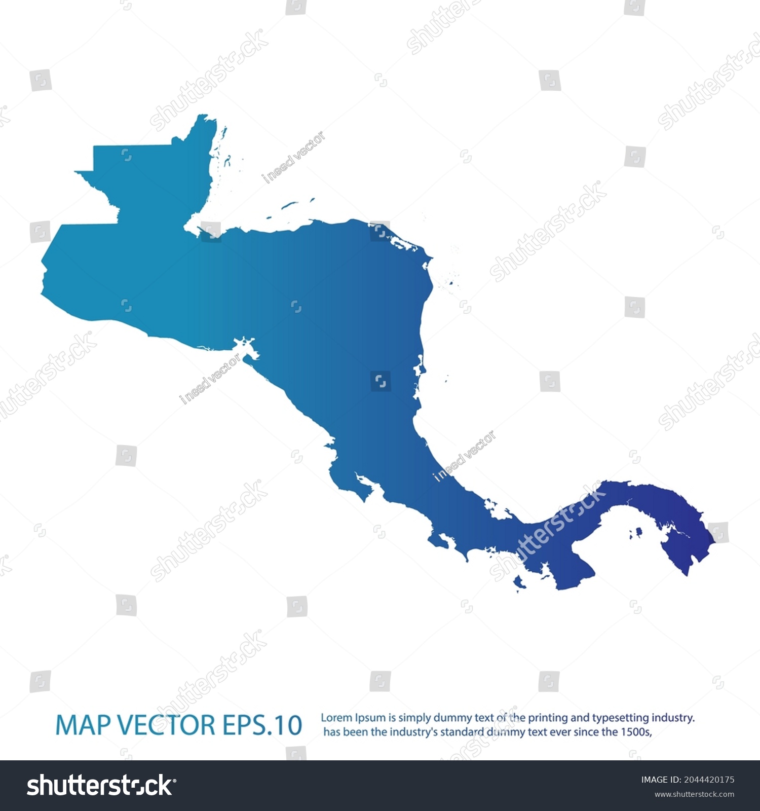 Central America Map Infographic Style Blue Royalty Free Stock Vector 2044420175 5680