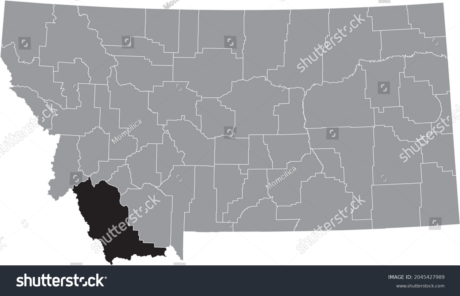 Black highlighted location map of the Beaverhead - Royalty Free Stock