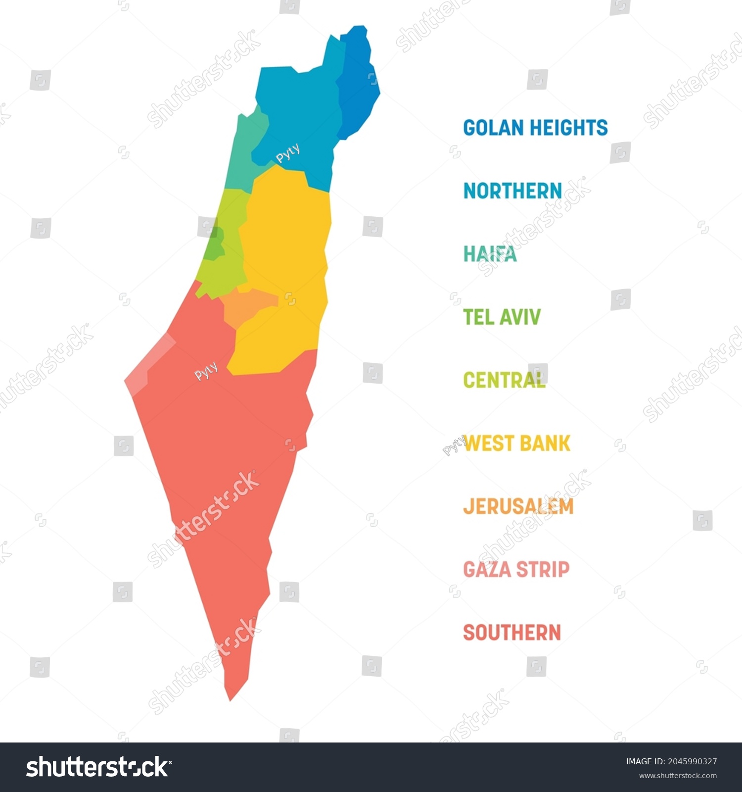 Colorful Political Map Of Israel. Administrative - Royalty Free Stock ...