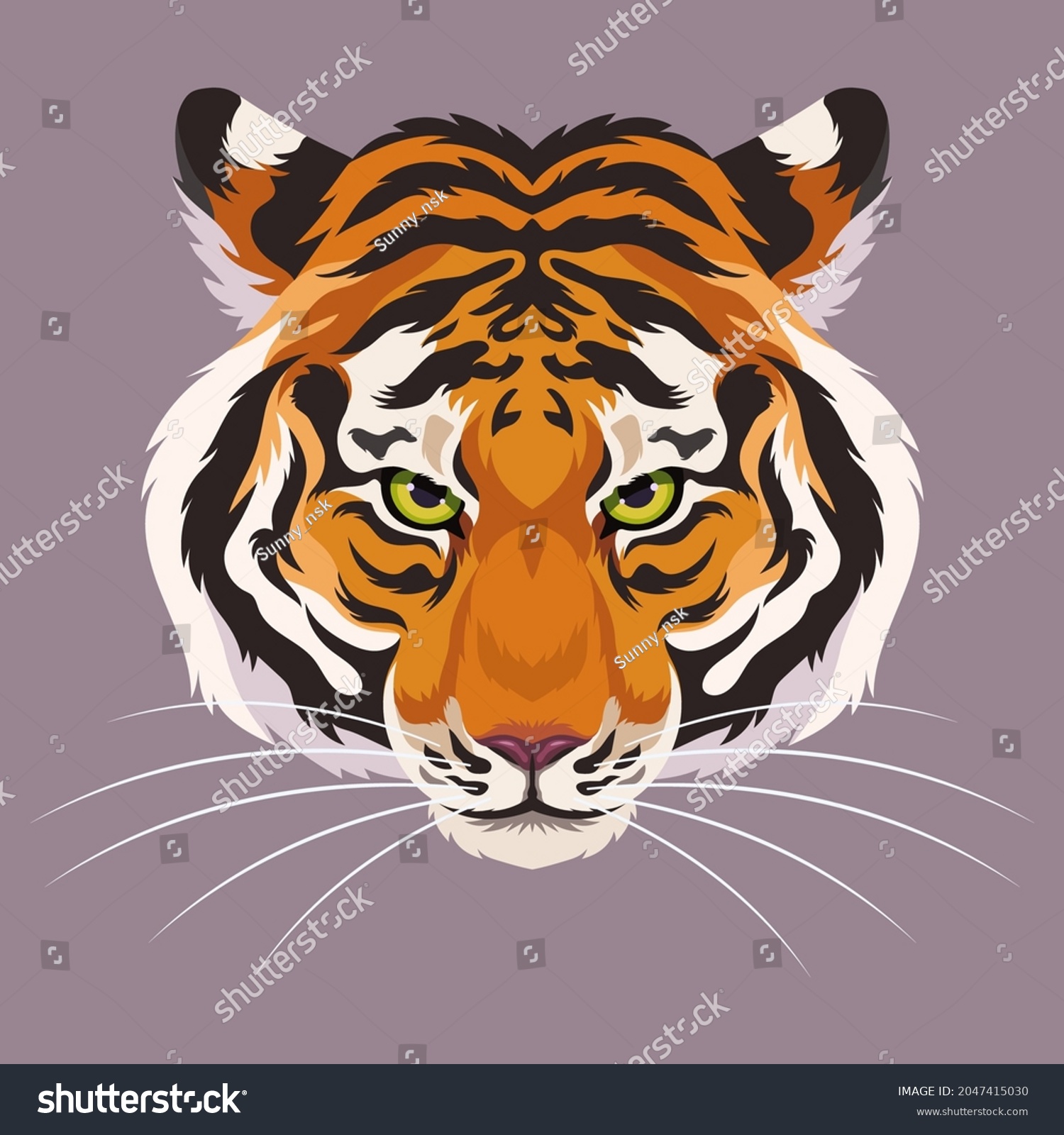 Vector tiger portrait. Symbol of 2022 new year. #2047415030