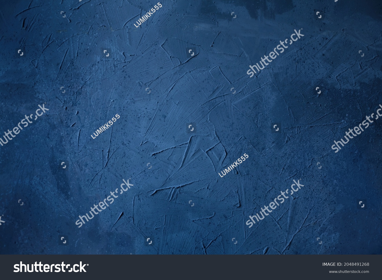 Abstract grunge blue navy Background, Texture. Beautiful empty stucco wall. Textured rough dark blue Surface. Creative Web banner or Wallpaper With Copy Space #2048491268