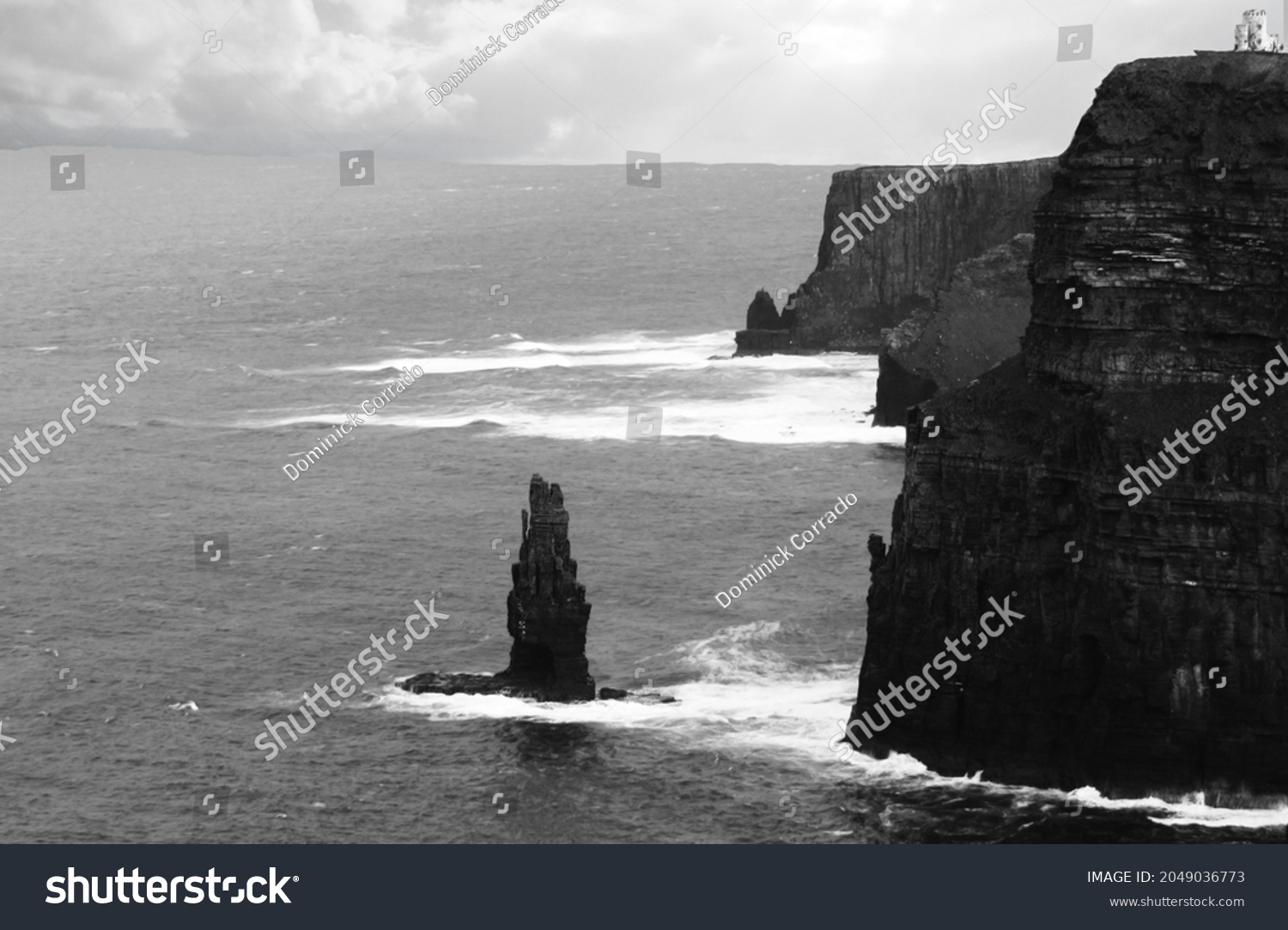 The rocks lining the Irish Sea cliffs of Kerry Ireland  #2049036773