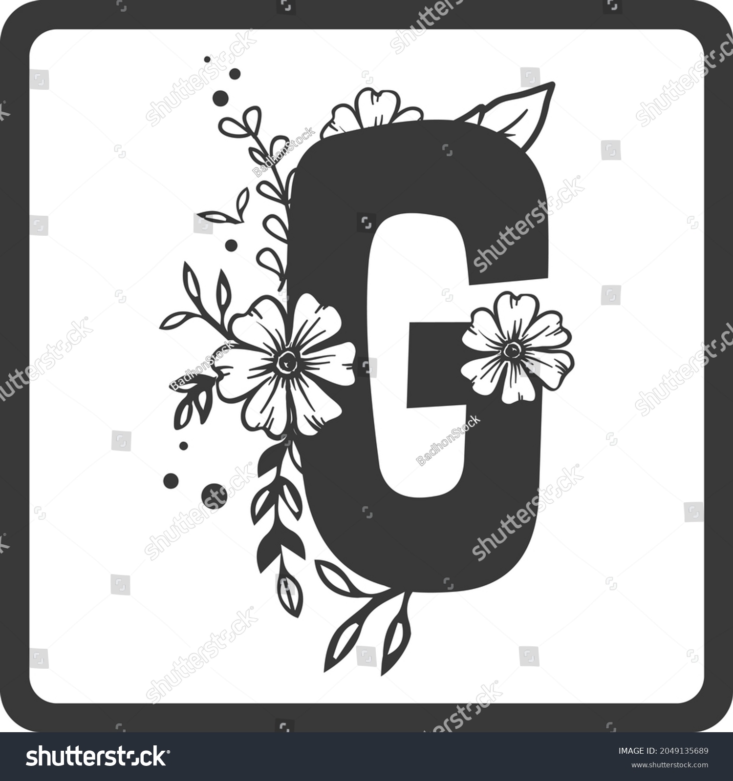 Floral Alphabet G SVG Design | Typography | - Royalty Free Stock Vector ...