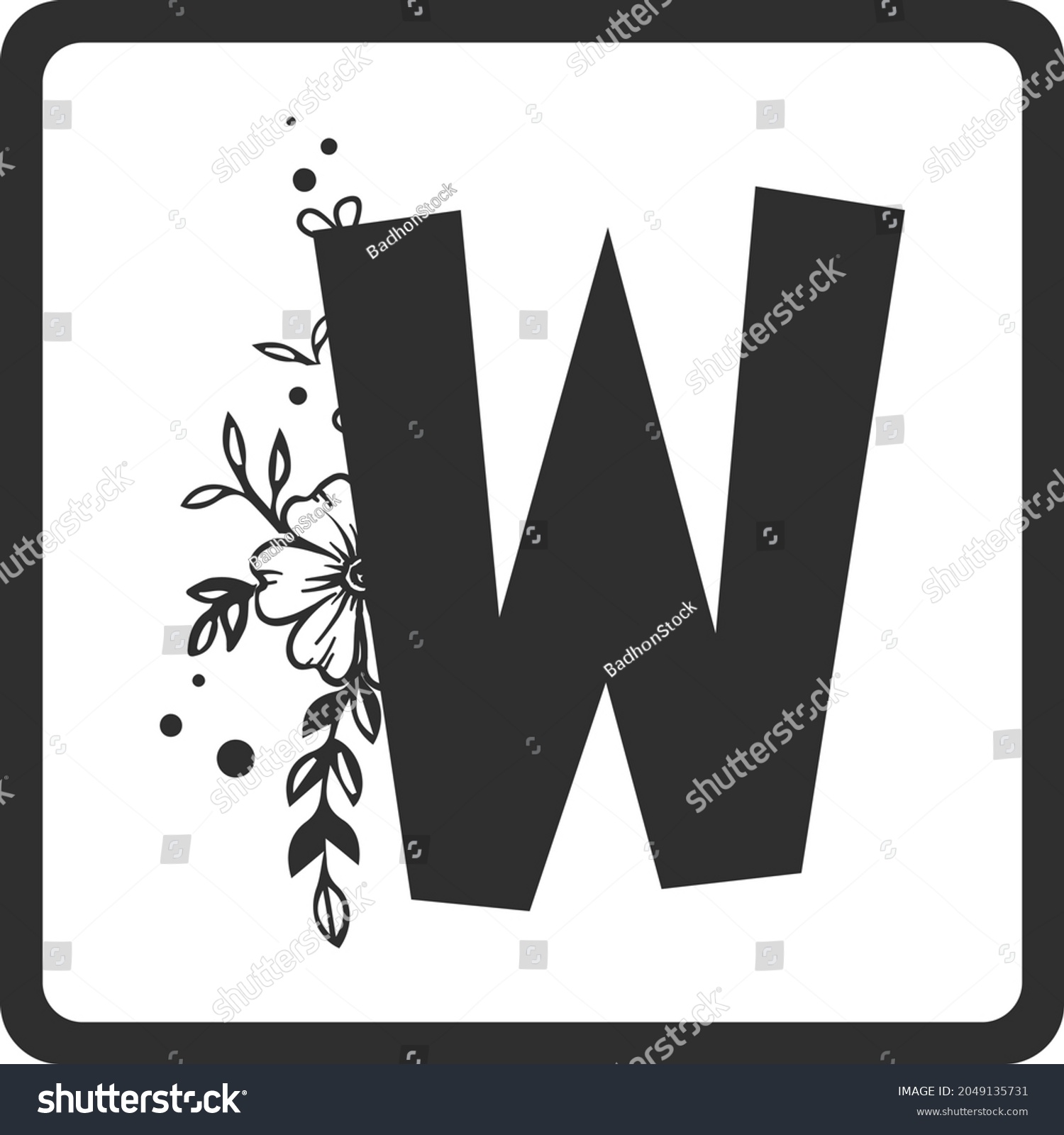 Floral Alphabet W SVG Design | Typography | - Royalty Free Stock Vector ...