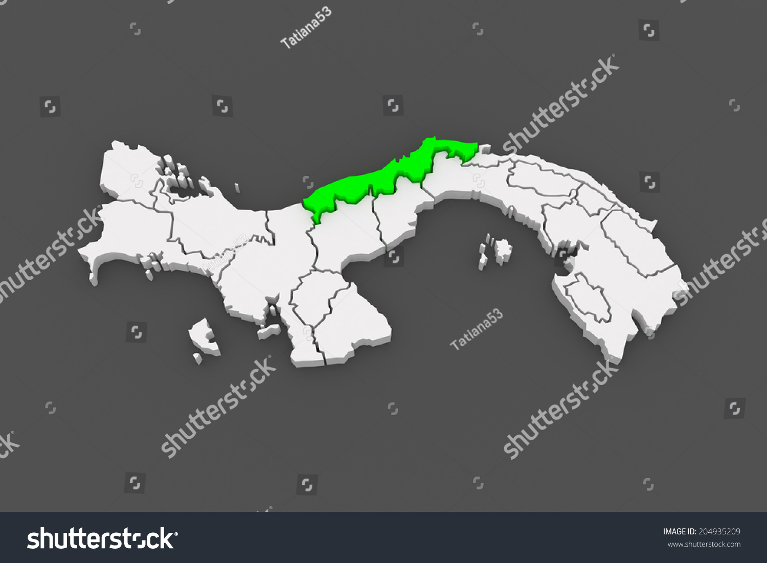 Map of Colon. Panama. 3d - Royalty Free Stock Photo 204935209 - Avopix.com