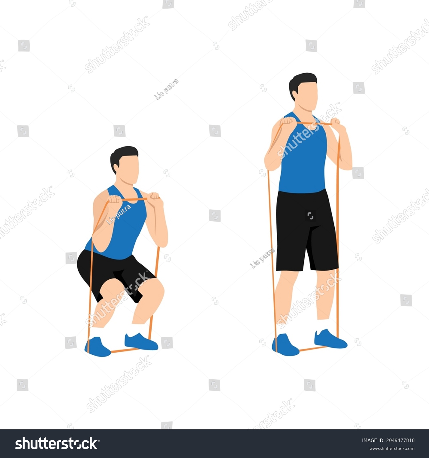 Man doing Banded front squat Resistance band - Royalty Free Stock ...