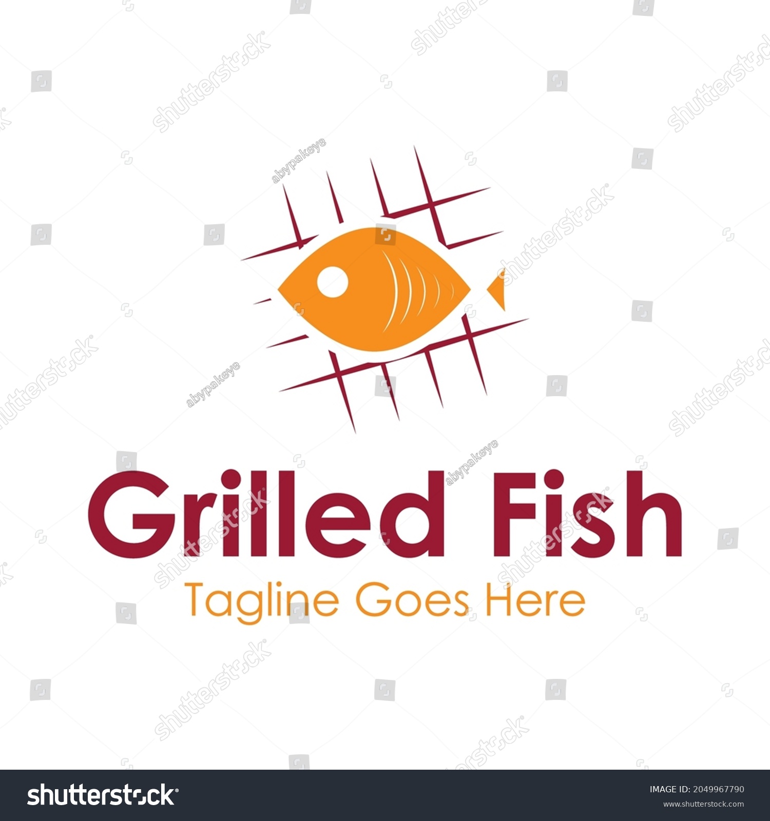 Grilled Fish Logo Template Design Royalty Free Stock Vector