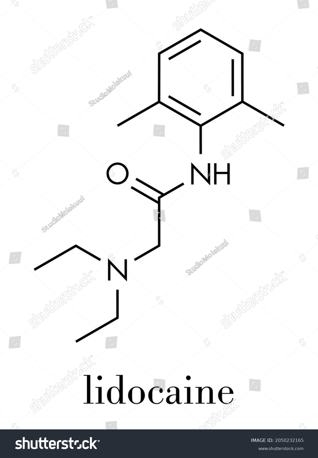 lidocaine local anesthetic drug molecule. Also - Royalty Free Stock ...