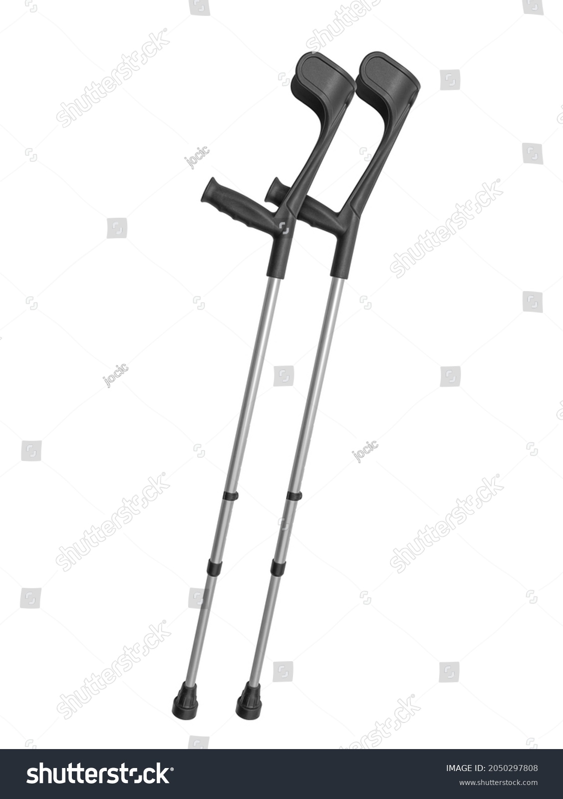 Photo of a pair of crutches isolated on white with detailed clipping path #2050297808