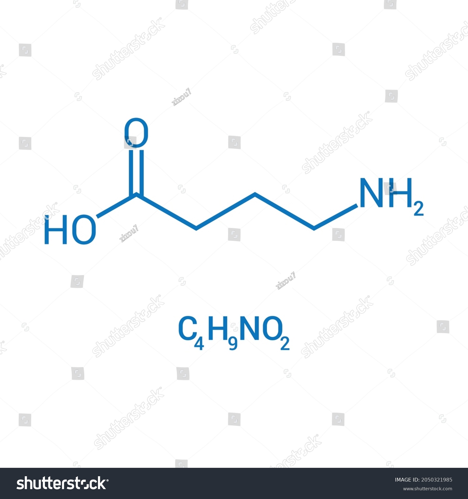 Chemical Structure Of Gamma Aminobutyric Acid Or Royalty Free Stock Vector 2050321985