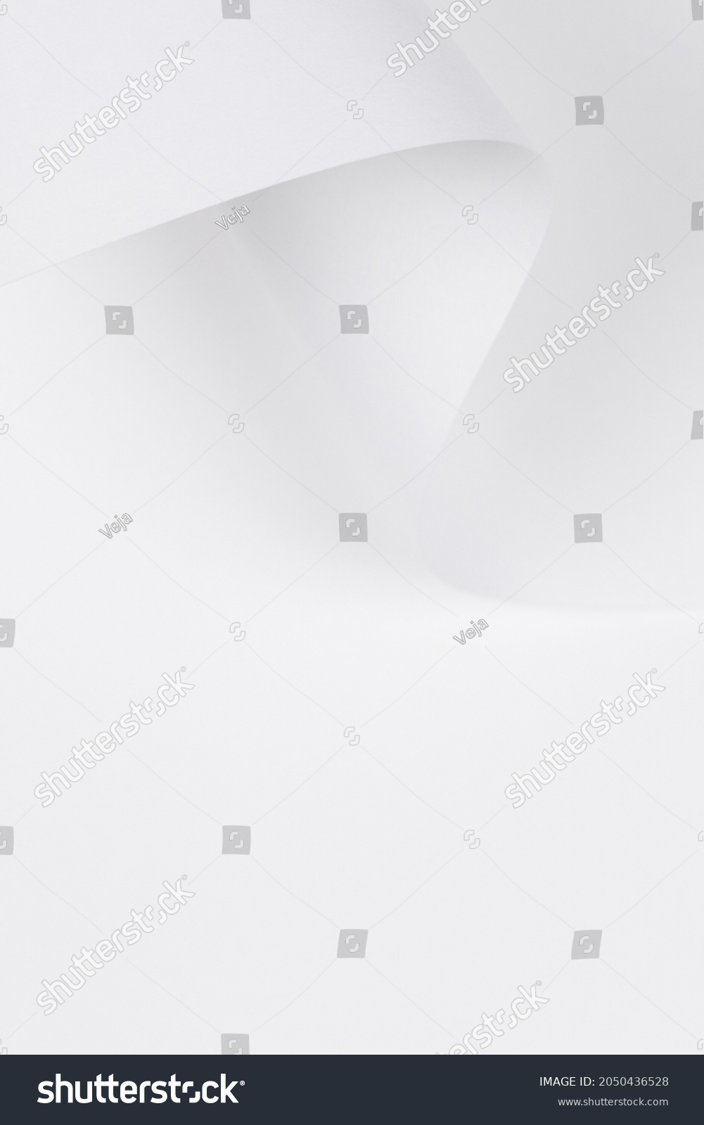 Abstract geometric shape white color paper background. Creative monochrome background of shape and curve lines #2050436528