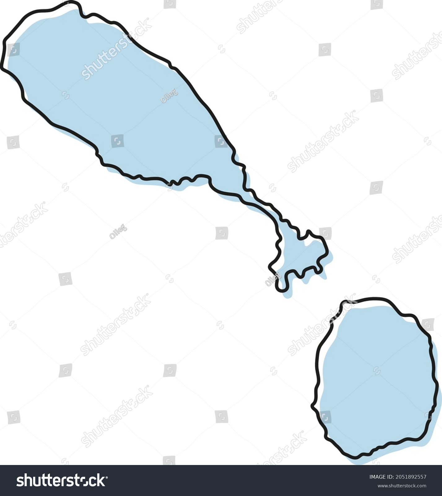 Stylized Simple Outline Map Of Saint Kitts And Royalty Free Stock Vector 2051892557