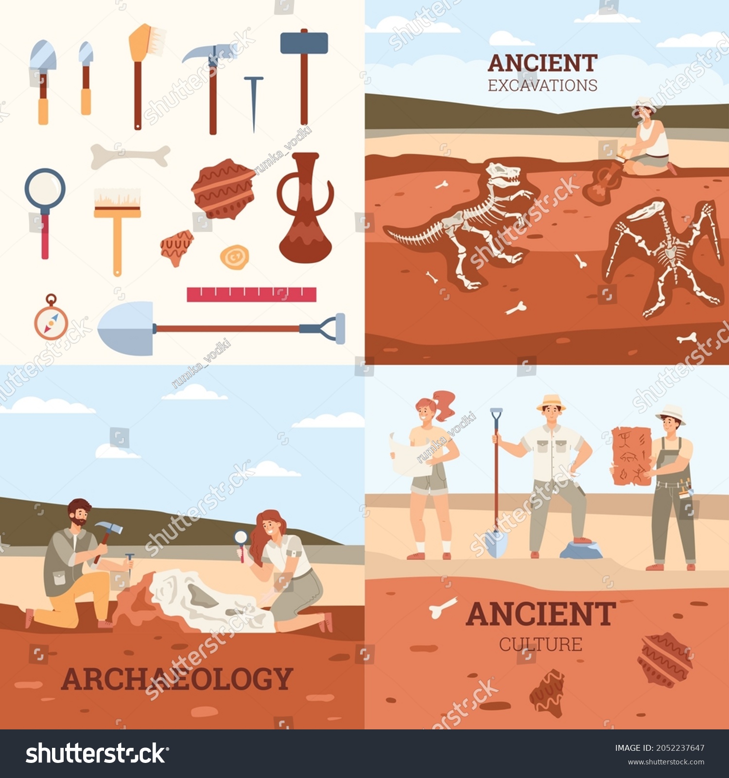 Archaeological banners or posters collection - Royalty Free Stock ...