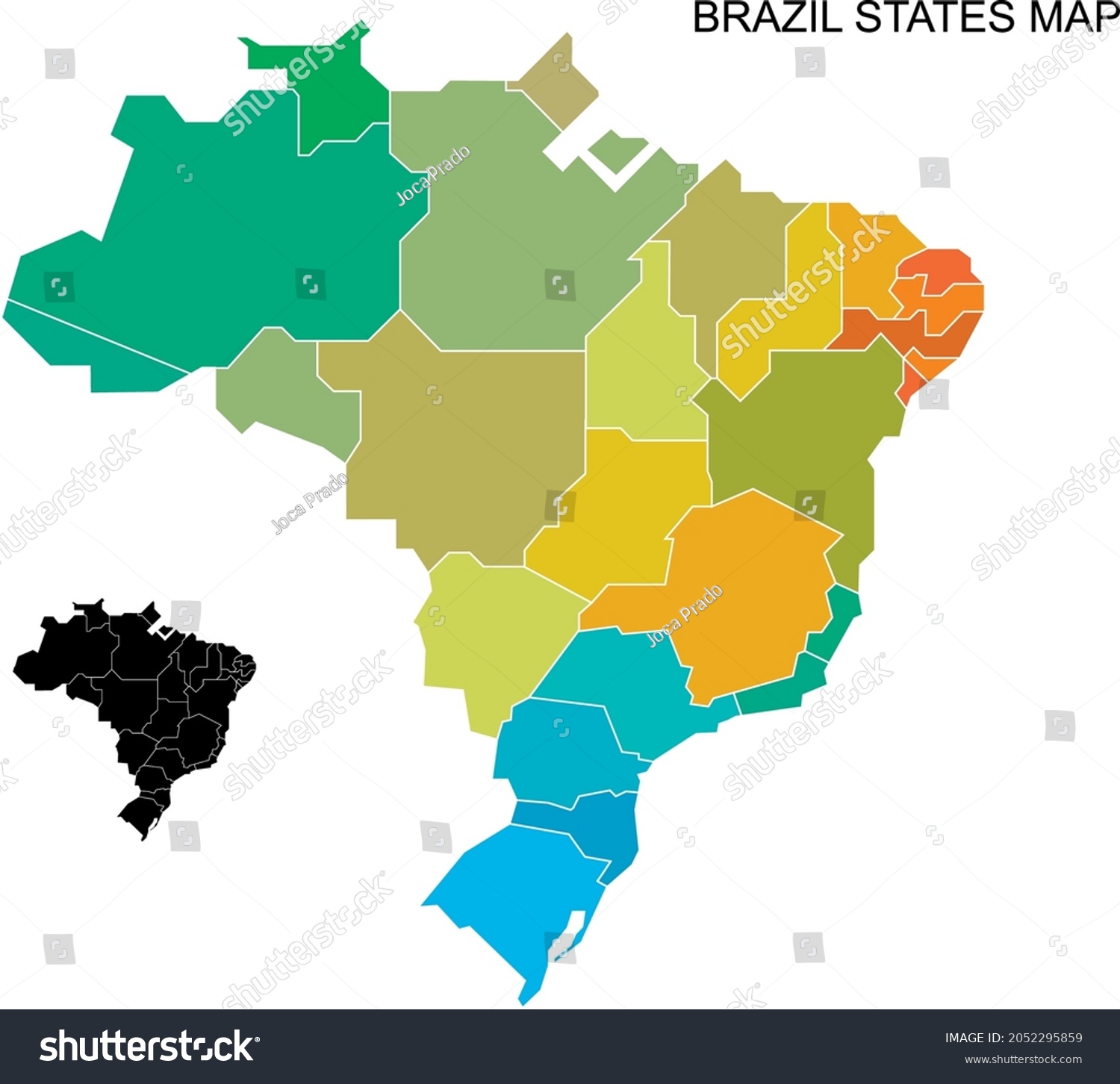 Brazil States Map Color Brasil - Royalty Free Stock Vector 2052295859 ...