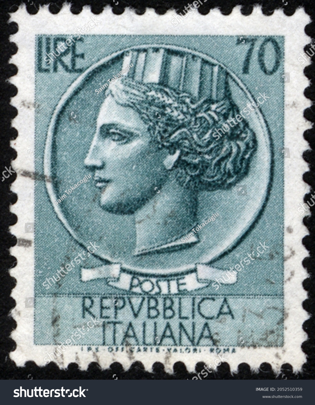 Postaage stamps of the Italy. Stamp printed in the Italy. Stamp printed by Italy. #2052510359