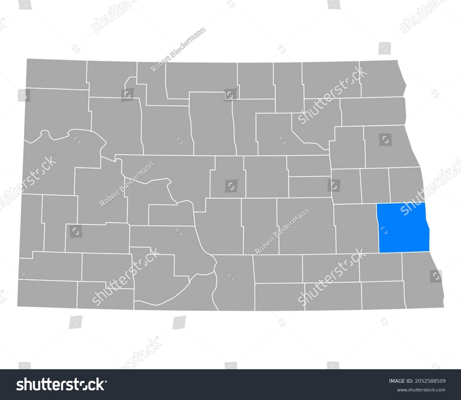 Map of Cass in North Dakota on white Royalty Free Stock Vector