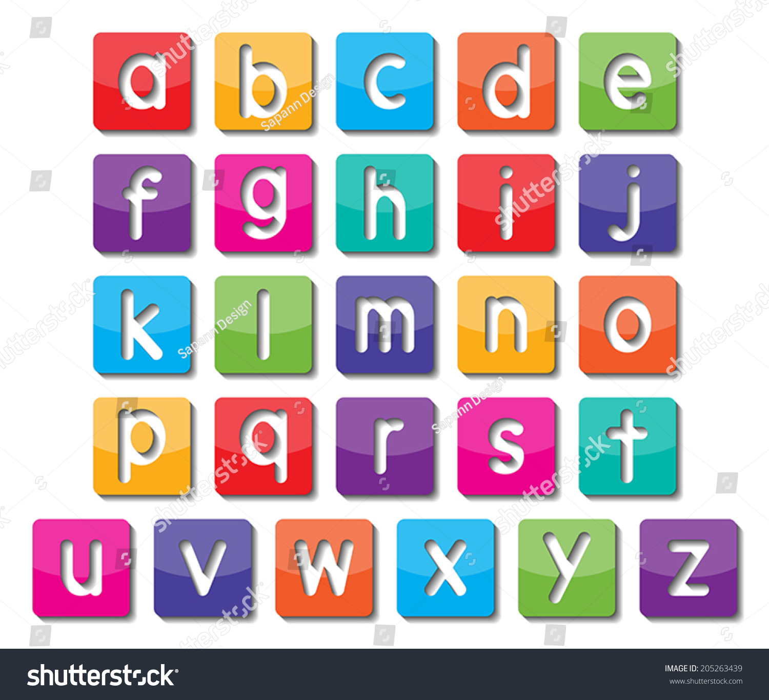 colorful paper small alphabet letters a to z royalty free stock vector 205263439 avopix com