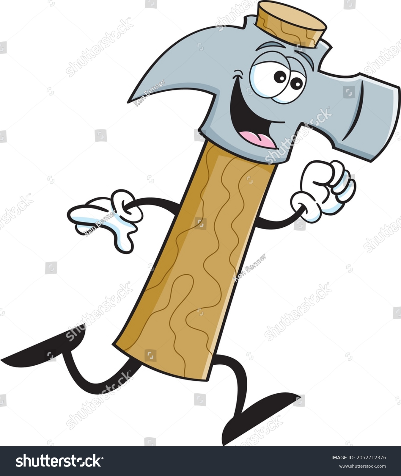 Cartoon illustration of a smiling hammer running - Royalty Free Stock ...