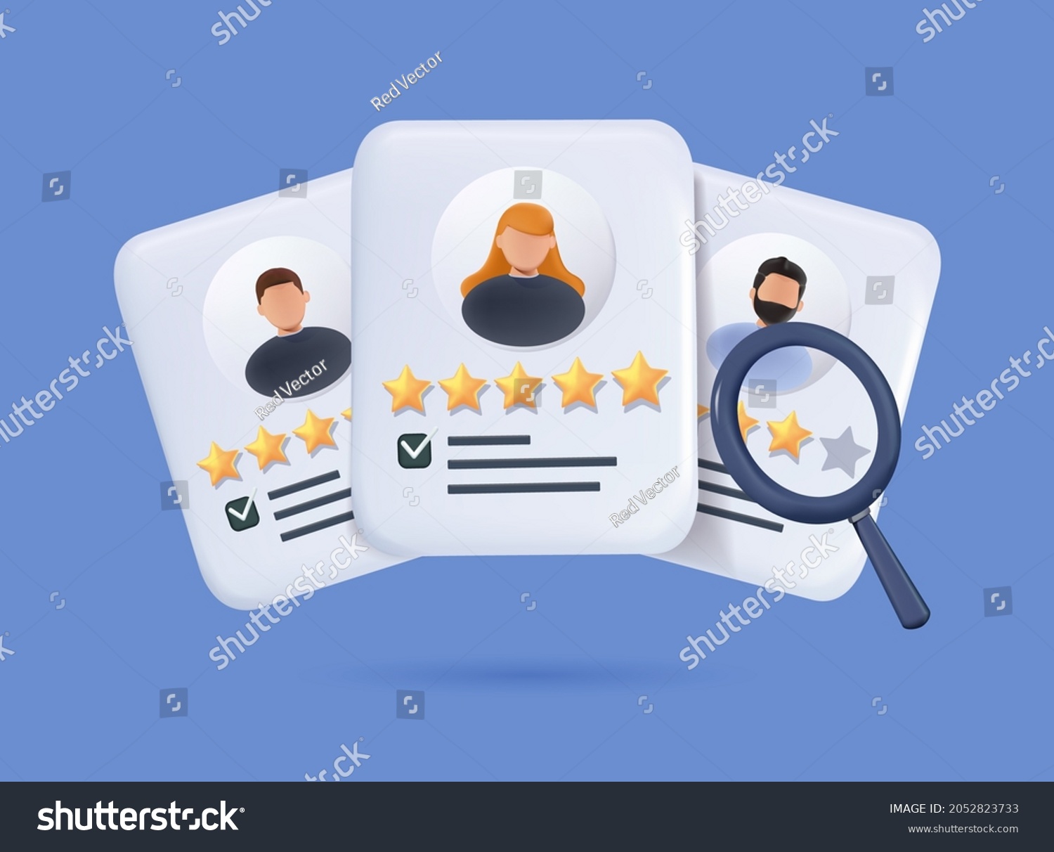 Human resource management and hiring concept. Job interview, recruitment agency vector illustration. 3D Vector Illustrations. Human Resources, Recruitment. 3D illustration free to edit, vector. #2052823733