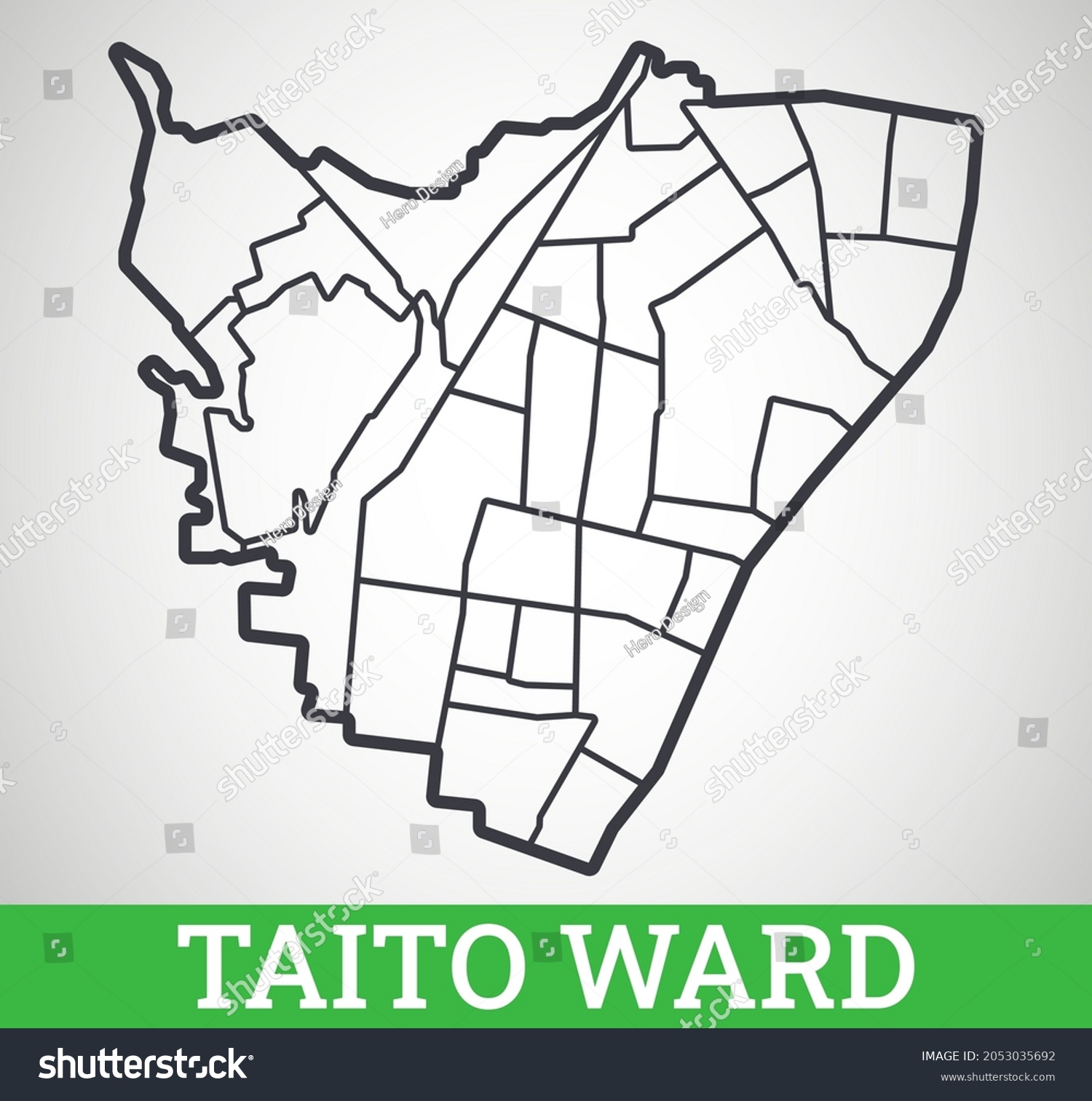 Simple outline map of Taito, Tokyo, Japan. - Royalty Free Stock Vector ...
