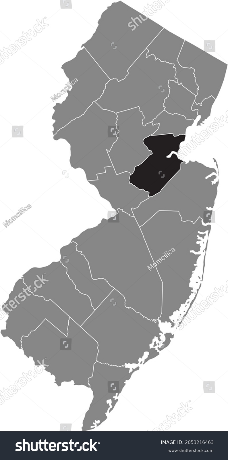 Black highlighted location map of the Middlesex - Royalty Free Stock Vector 2053216463 - Avopix.com