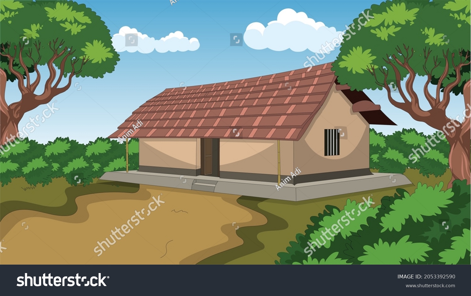Illustration of Village home vector art #2053392590