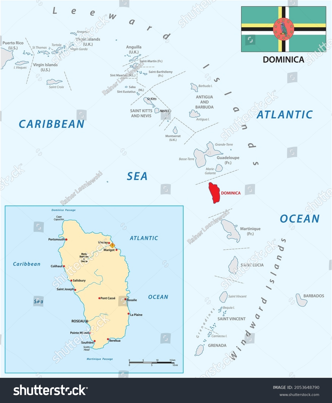 vector map of the Lesser Antilles with the - Royalty Free Stock Vector ...