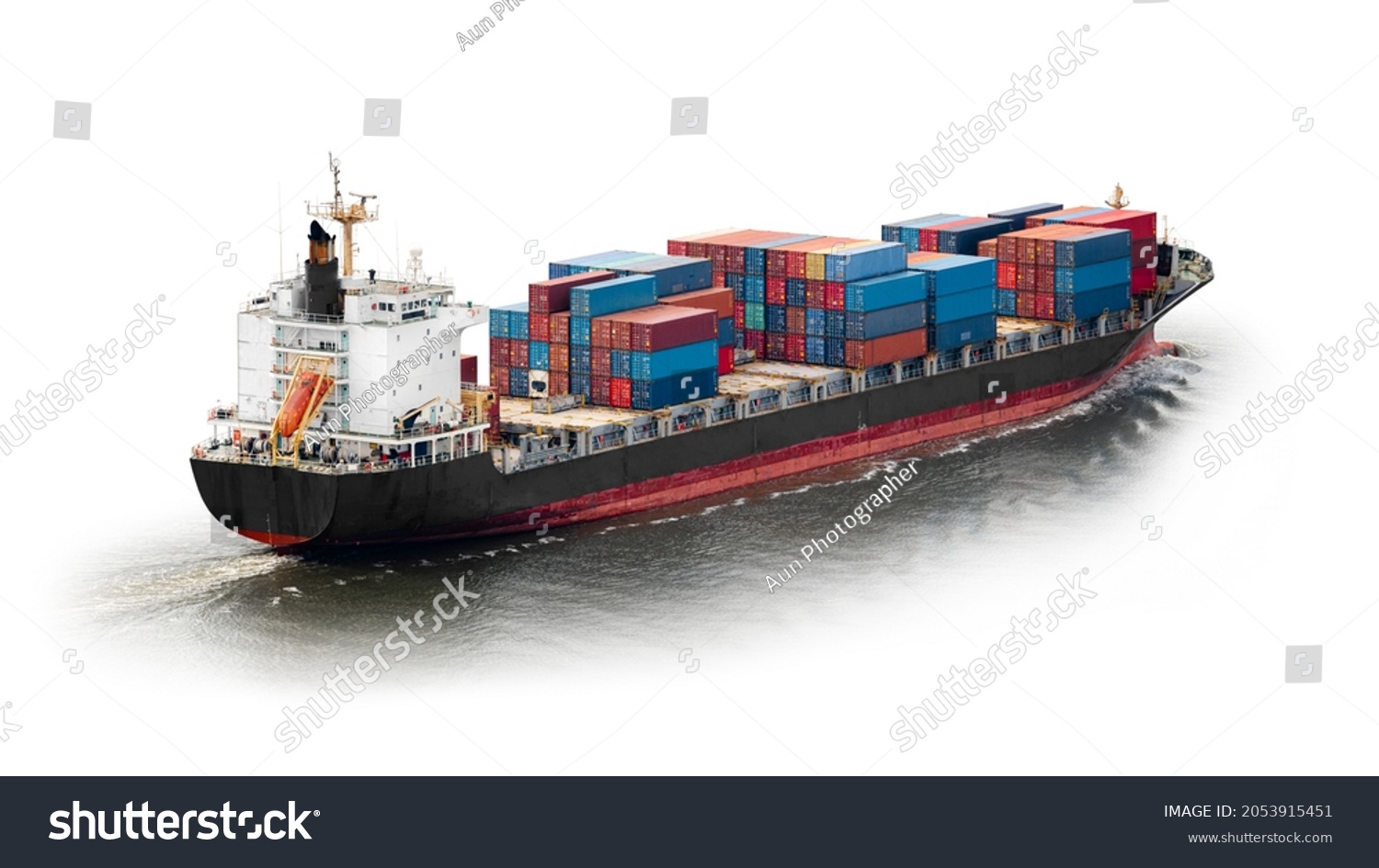 Container Cargo ship isolated on white background, Freight Transportation and Logistic, Shipping #2053915451