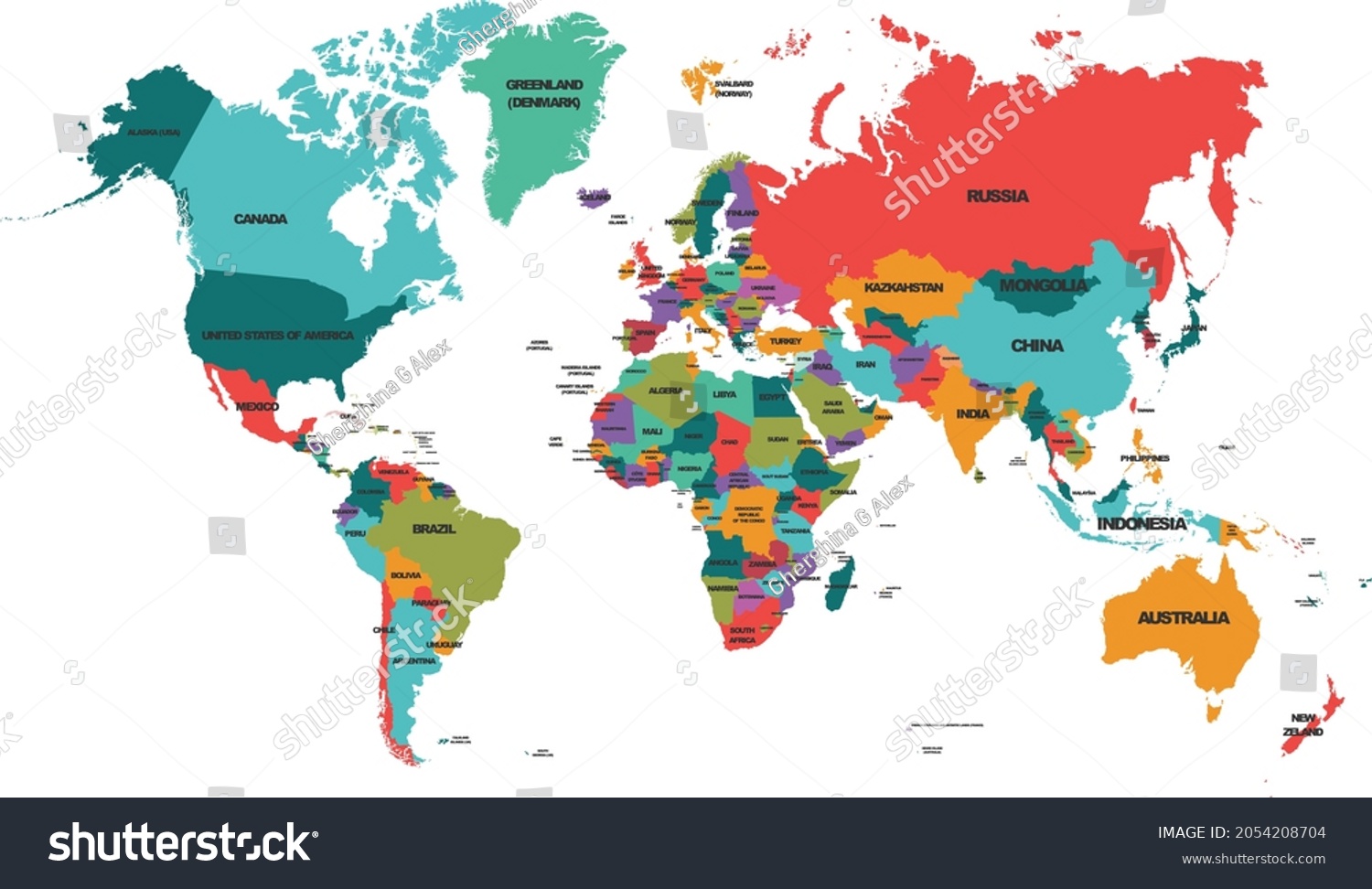 World map with name of countrys, map of world - Royalty Free Stock ...