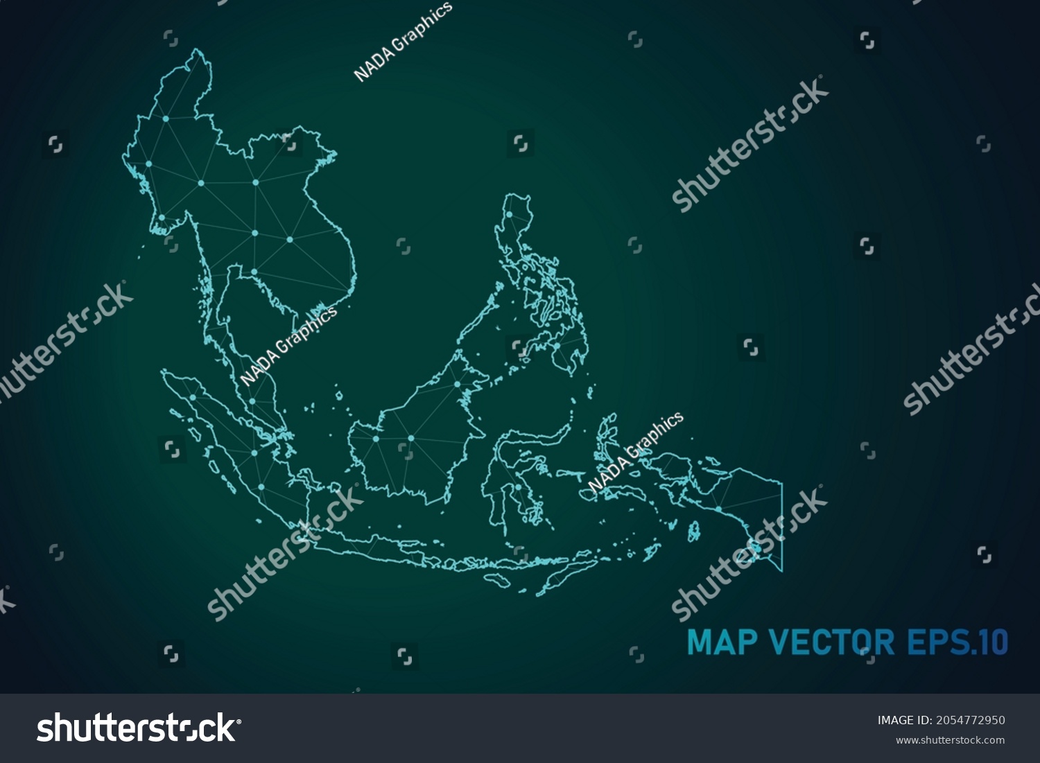 Map of southeast asia - Abstract mash line and - Royalty Free Stock ...