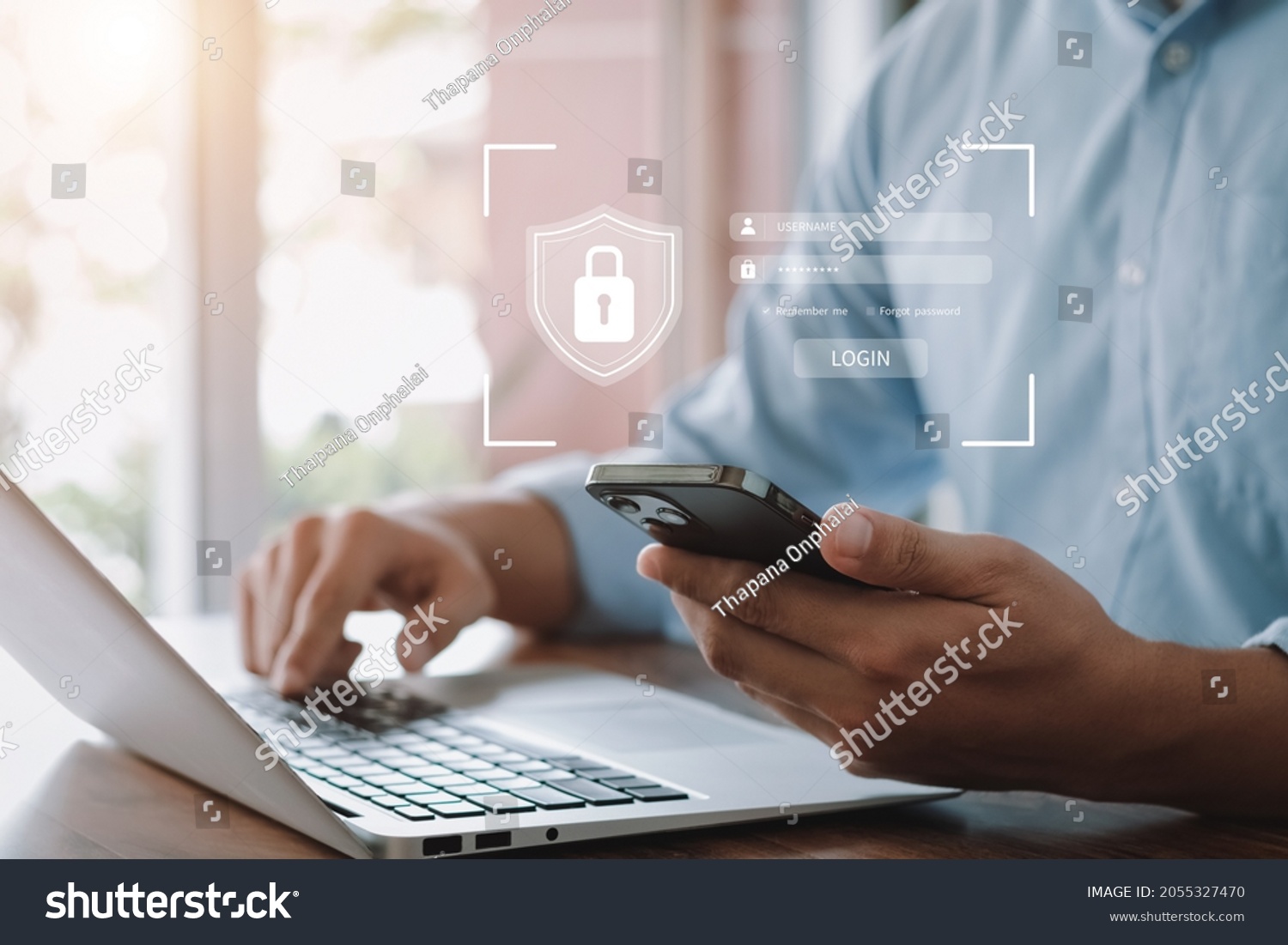 Concept of cyber security, information security and encryption, secure access to user's personal information, secure Internet access, cybersecurity. #2055327470