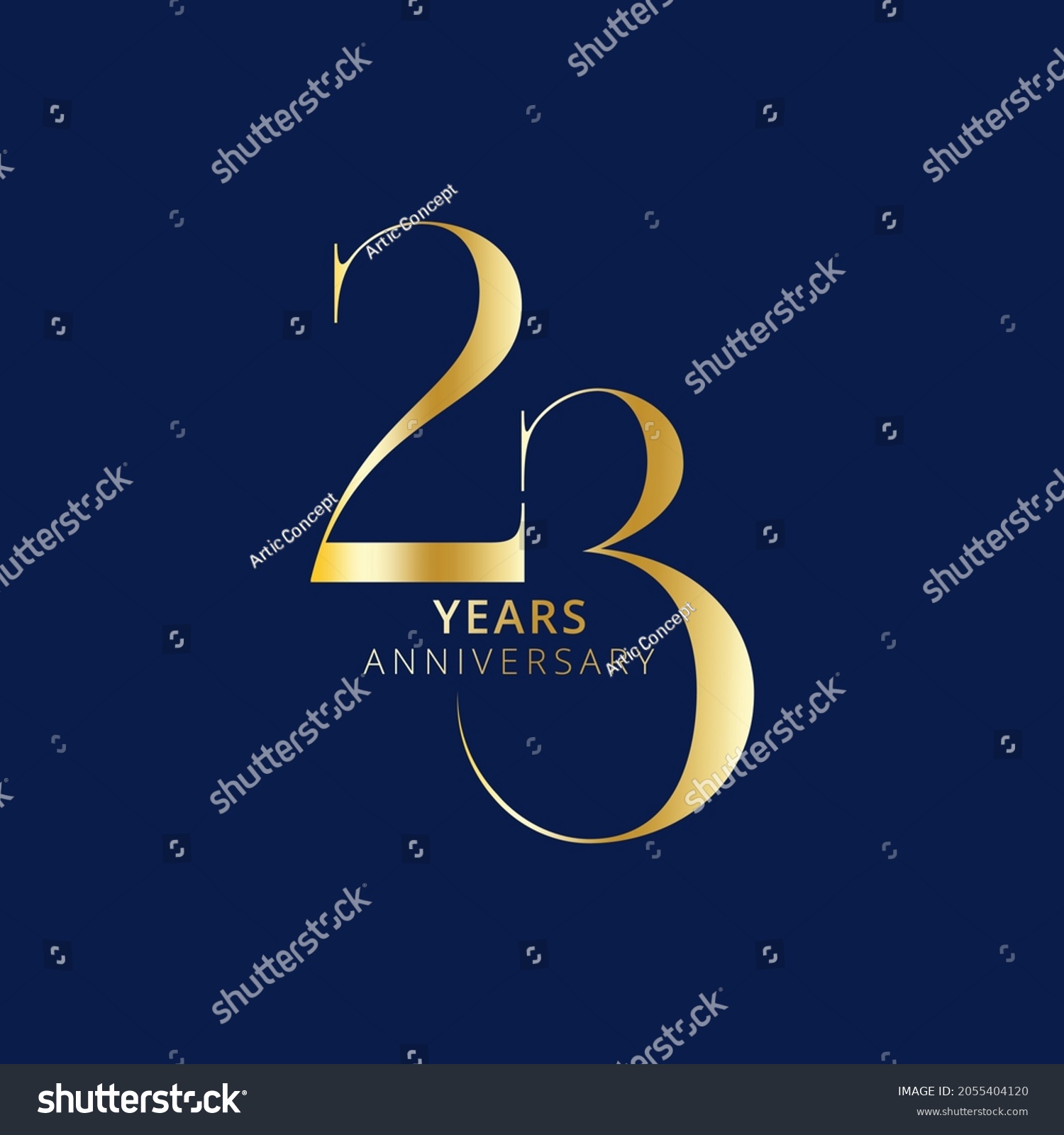 23 Year Anniversary Logo Golden Color Vector Royalty Free Stock