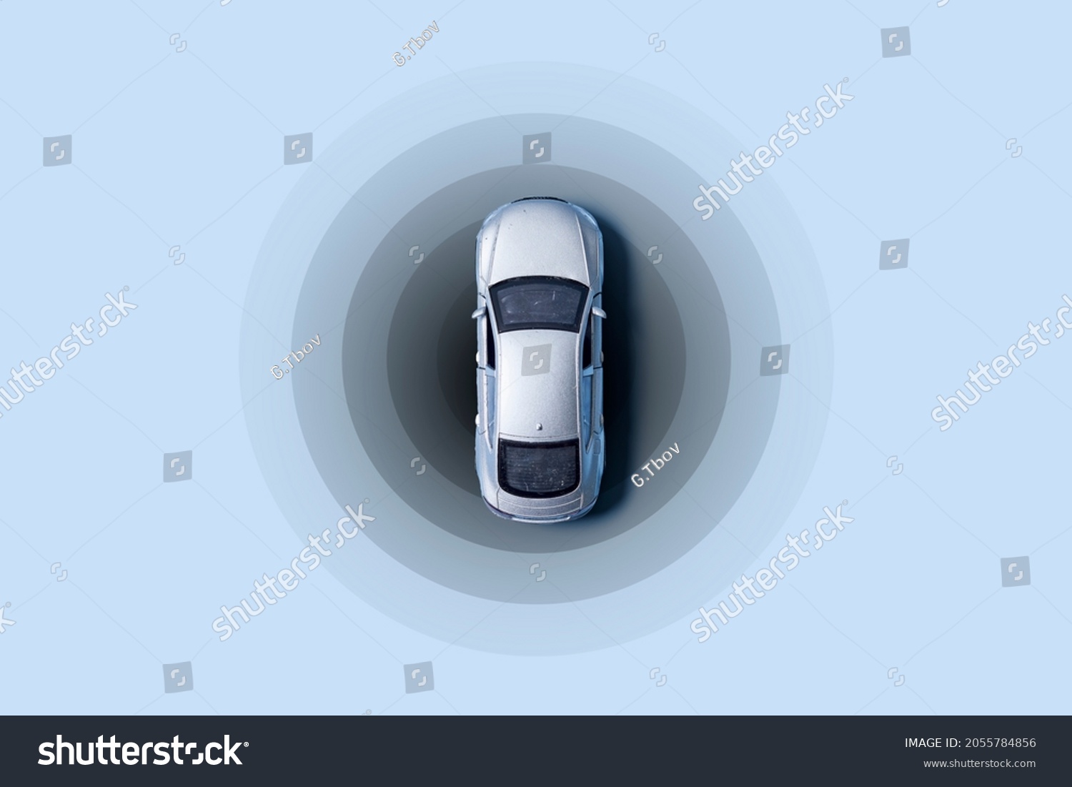 Automobile with gps tracking pulsing signal. A vehicle transmitting gps signal. Searching car location with gps tracker. #2055784856