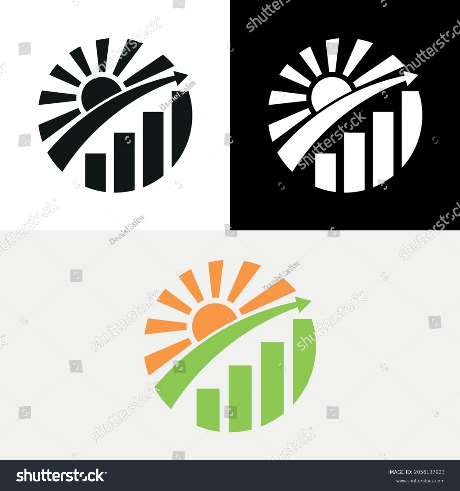 Sun Burst Chart Bar Arrow Logo - Royalty Free Stock Vector 2056137923